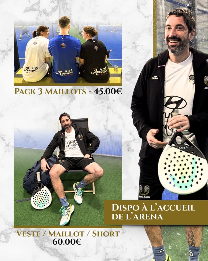 Pack 3 maillots à 45 € et ensemble veste, maillot et short à 60 €